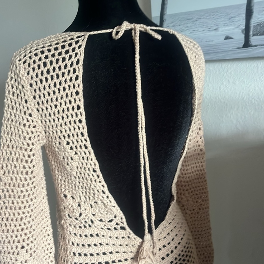 Majorelle Blush Beige Crochet Mini Dress/Cover-up Size XS - Picture 5 of 7